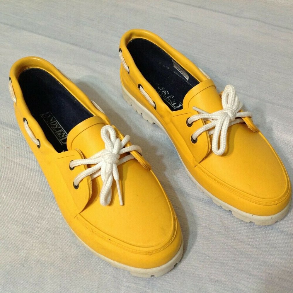 Land's End Boat Shoes Yellow White Rubber
